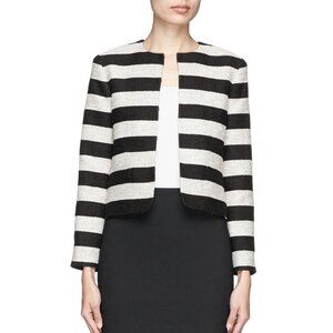 Alice + Olivia Cropped Striped Gray & Black Jacket
